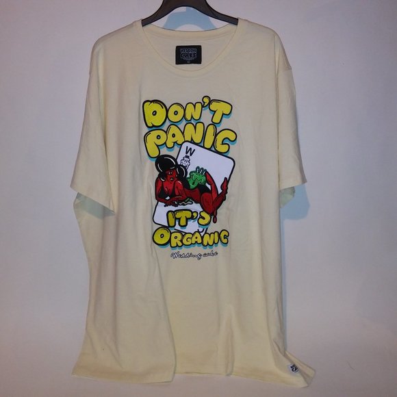 Wedding Cake Brand Mens T Shirt Cream Dont Panic its Organic Embroidered Graphic - Picture 1 of 13